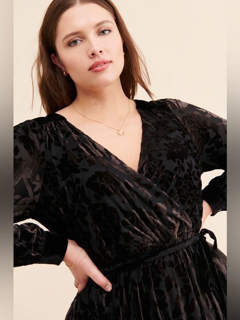 EUC ModCloth Black Burnout Velvet Maxi Dress - Picture 4 of 13